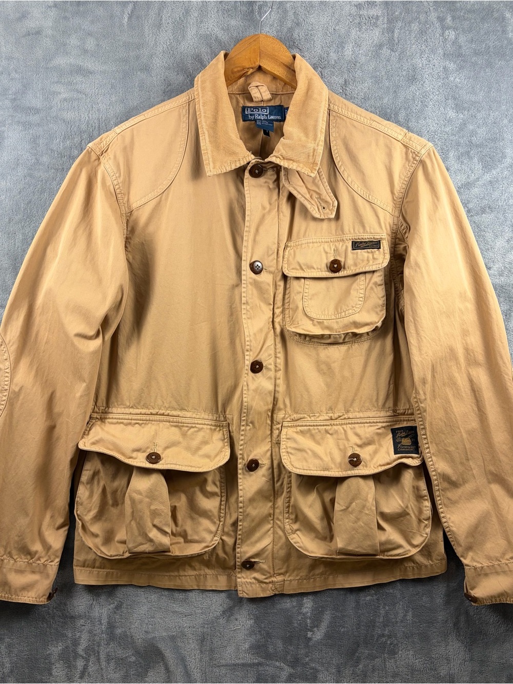 Ralph Lauren Khaki Military Field Jacket with Multi-Pocket Front
